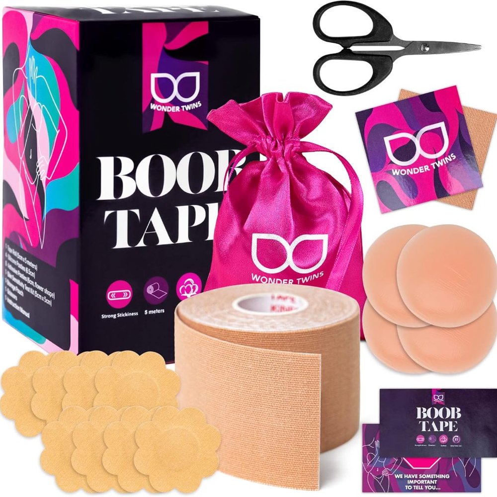 WonderTwins Breast Lift Tape - Waterproof & Sweat-proof Adhesive Boob Tape NEW